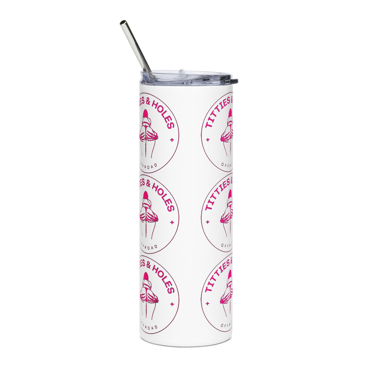 20oz Stainless Tumbler — "Titties & Holes" Pink Floral Design