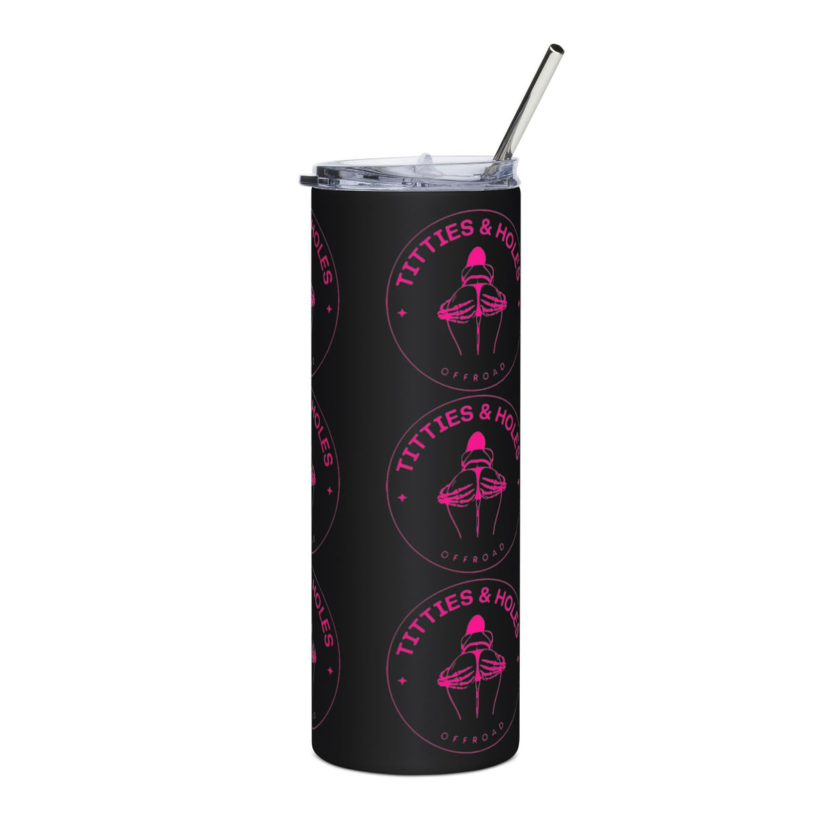 20oz Stainless Tumbler — "Titties & Holes" Pink Floral Design
