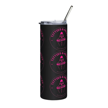 20oz Stainless Tumbler — "Titties & Holes" Pink Floral Design