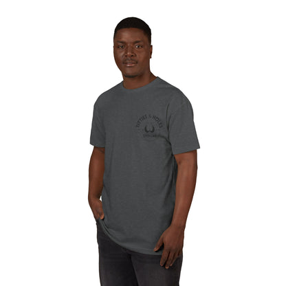 T-Shirt — 'Waves & Wine' Pink Palm Pocket Tee