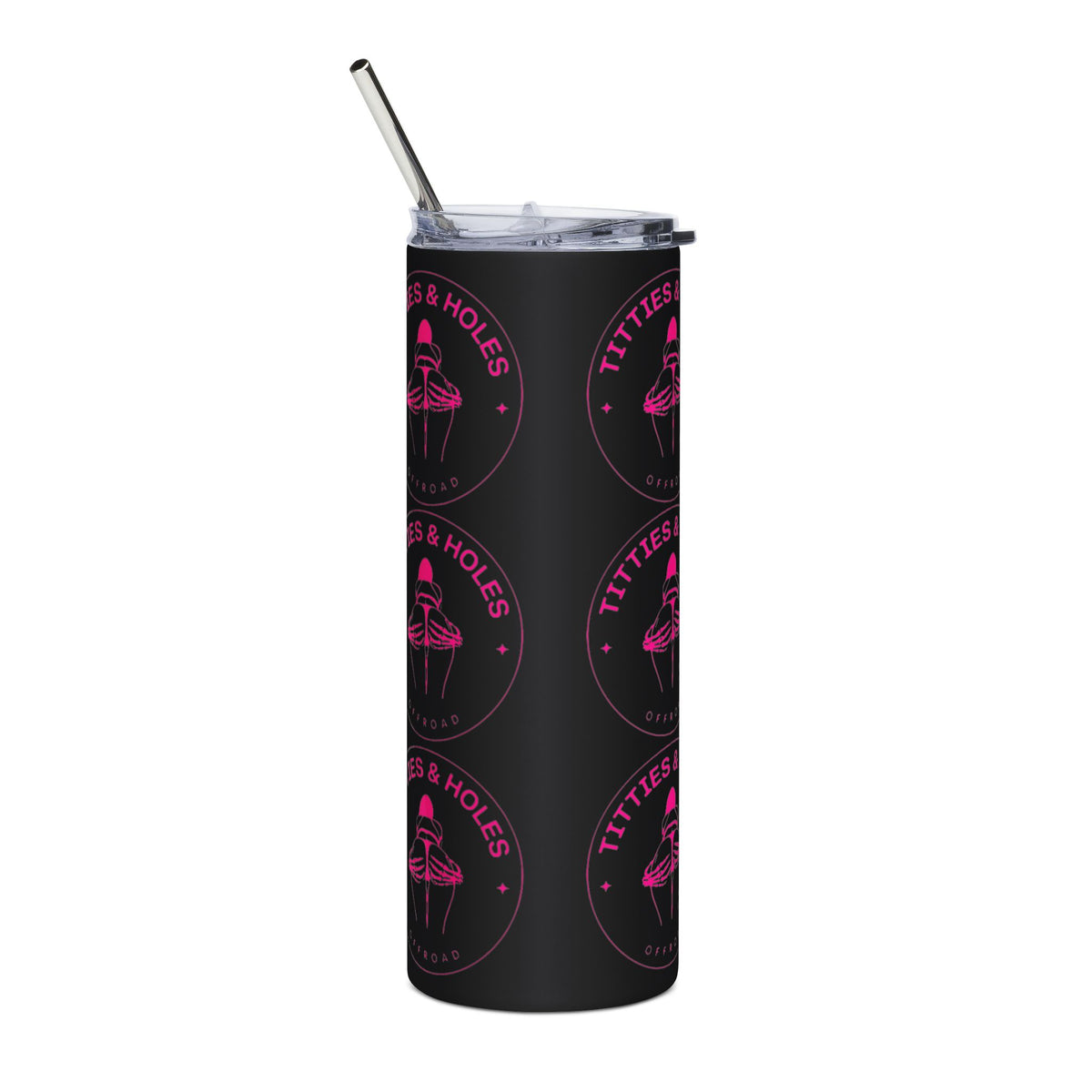 20oz Stainless Tumbler — "Titties & Holes" Pink Floral Design