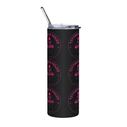 20oz Stainless Tumbler — "Titties & Holes" Pink Floral Design