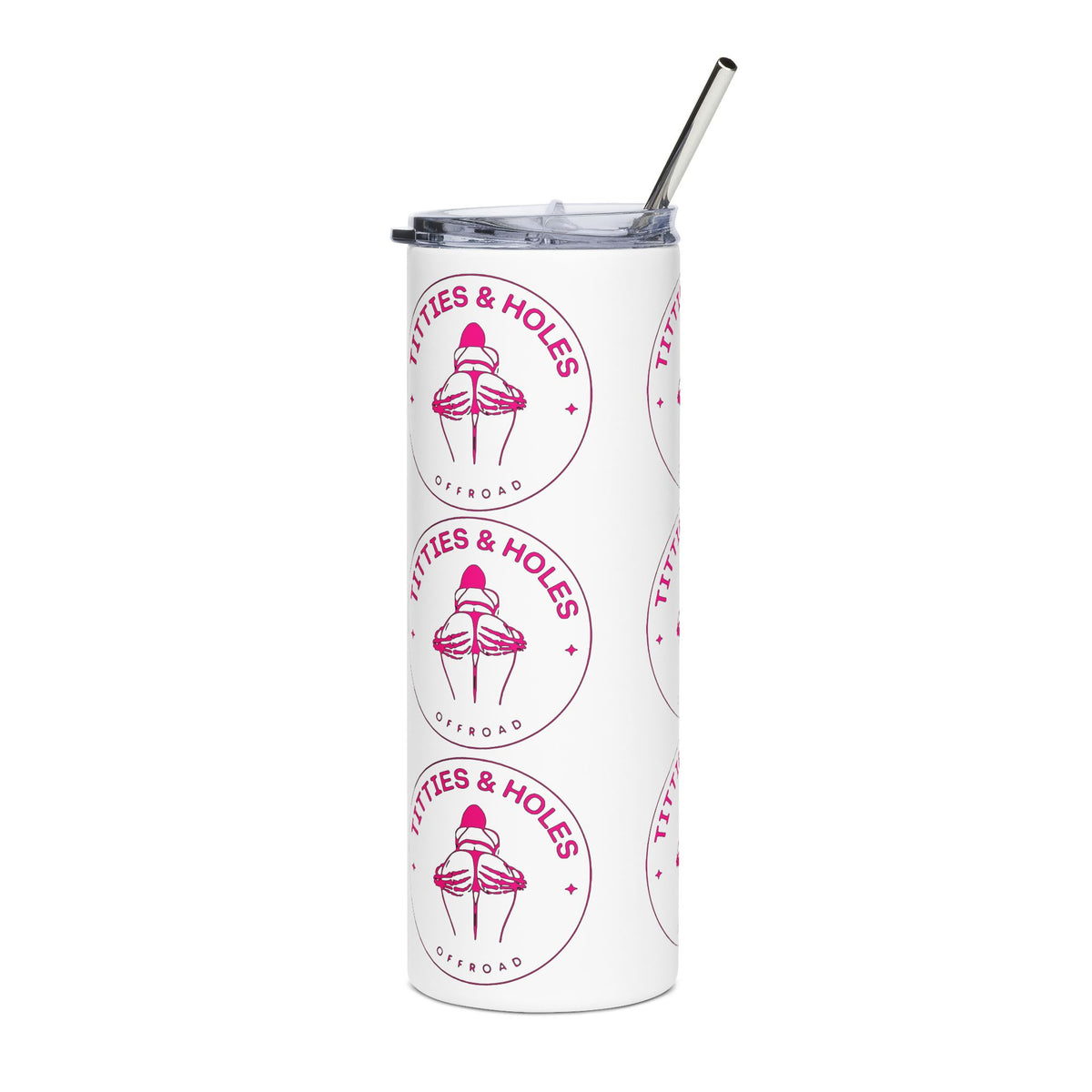 20oz Stainless Tumbler — "Titties & Holes" Pink Floral Design