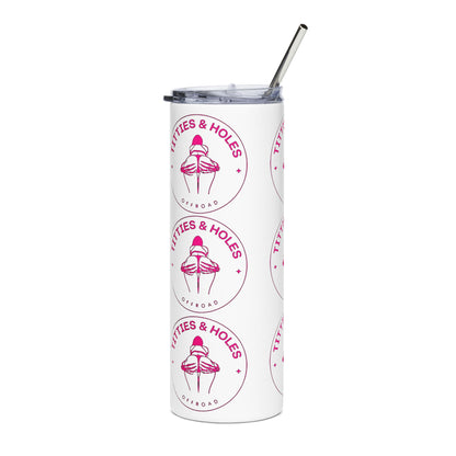 20oz Stainless Tumbler — "Titties & Holes" Pink Floral Design