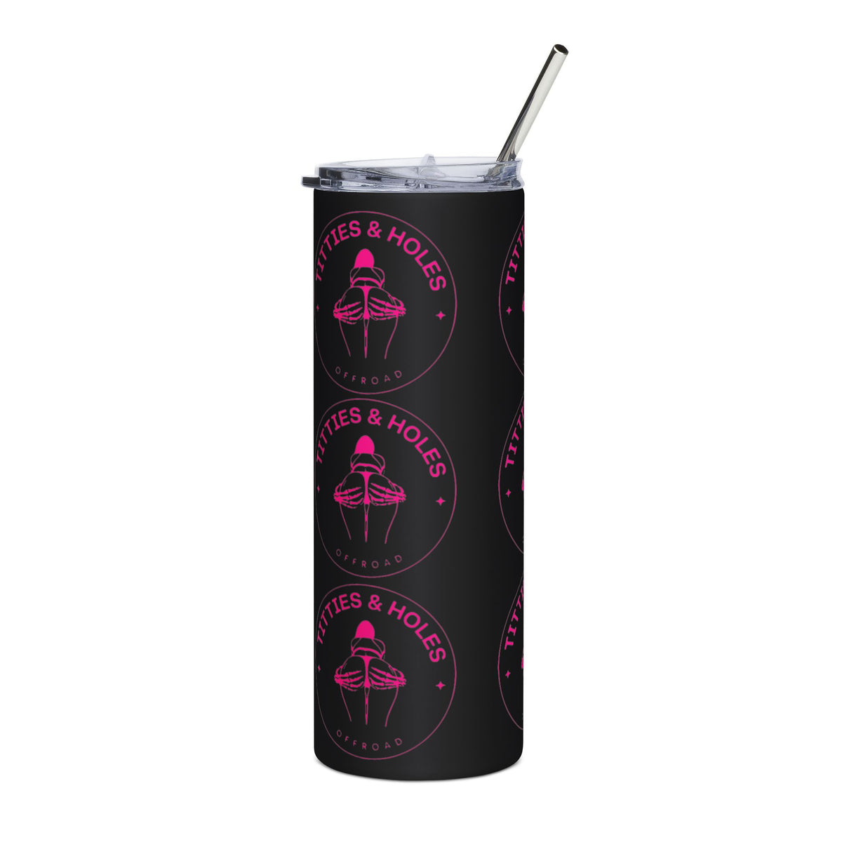 20oz Stainless Tumbler — "Titties & Holes" Pink Floral Design