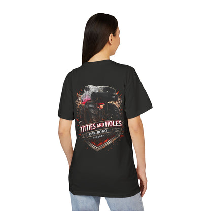 T-Shirt — 'Waves & Wine' Pink Palm Pocket Tee