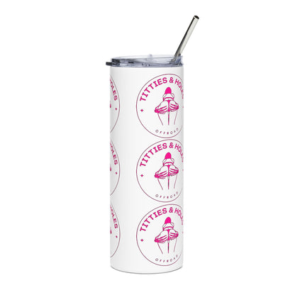 20oz Stainless Tumbler — "Titties & Holes" Pink Floral Design