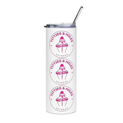 20oz Stainless Tumbler — "Titties & Holes" Pink Floral Design