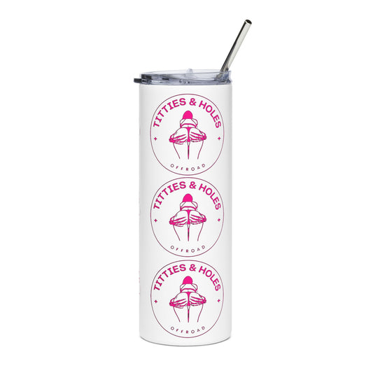 20oz Stainless Tumbler — "Titties & Holes" Pink Floral Design