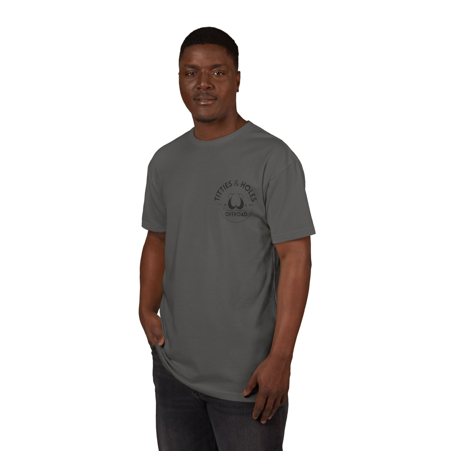T-Shirt — 'Waves & Wine' Pink Palm Pocket Tee