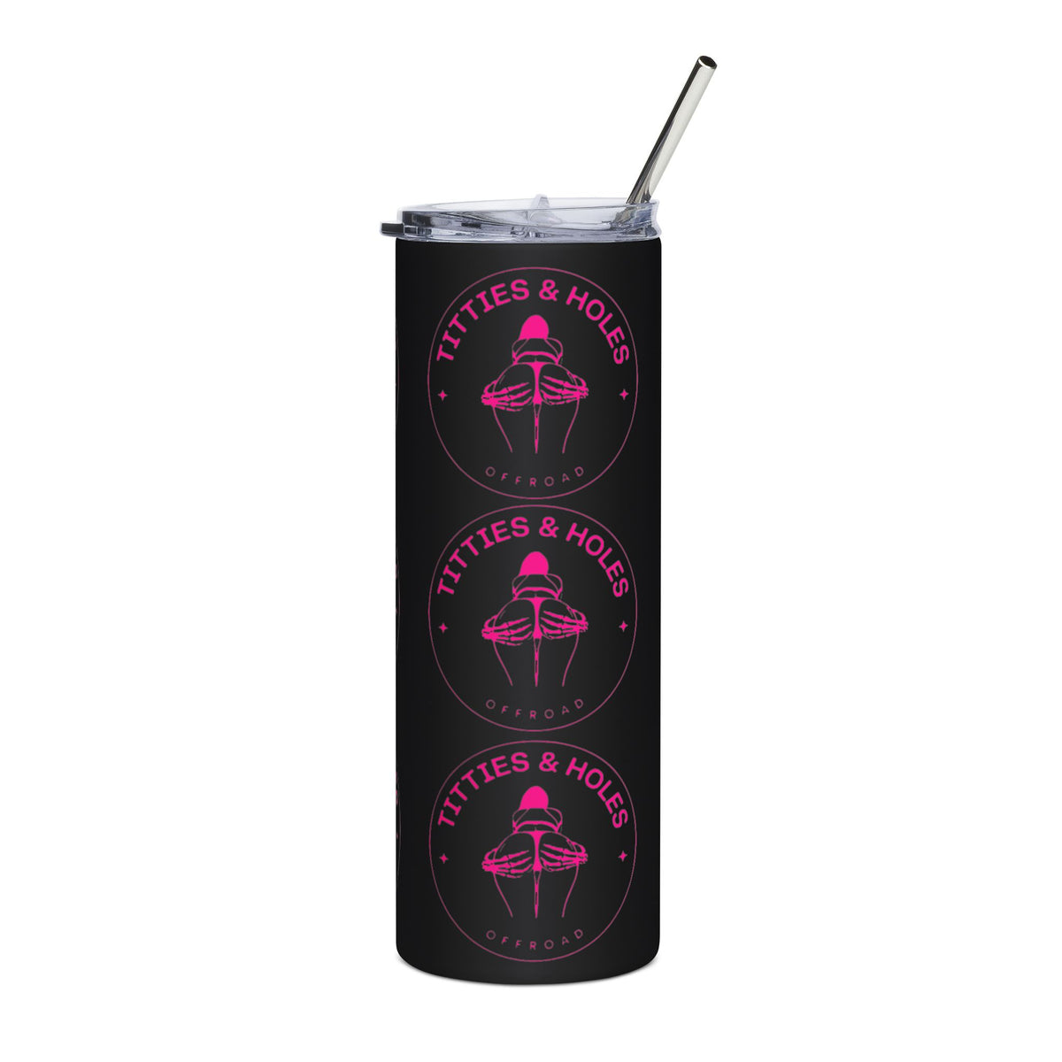 20oz Stainless Tumbler — "Titties & Holes" Pink Floral Design