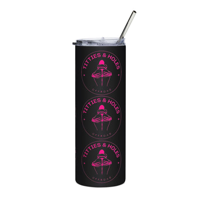 20oz Stainless Tumbler — "Titties & Holes" Pink Floral Design